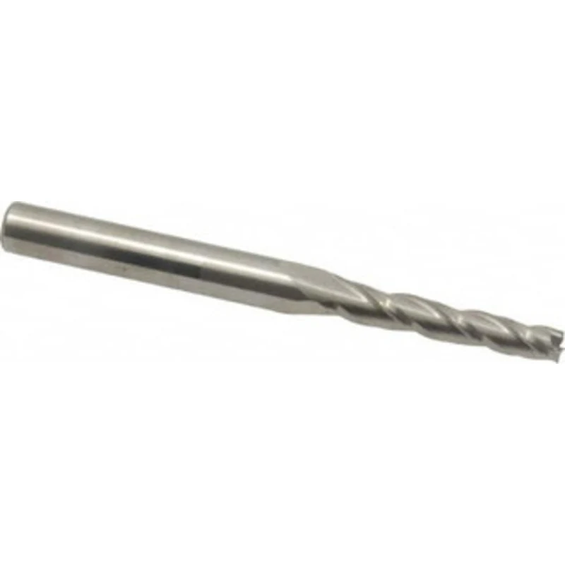 Accupro 1 per Side 1/8 Small End Diam 3/4 LOC 3-Flute Solid Carbide Tapered Square End Mill Uncoated, 3/16 Shank Diam...